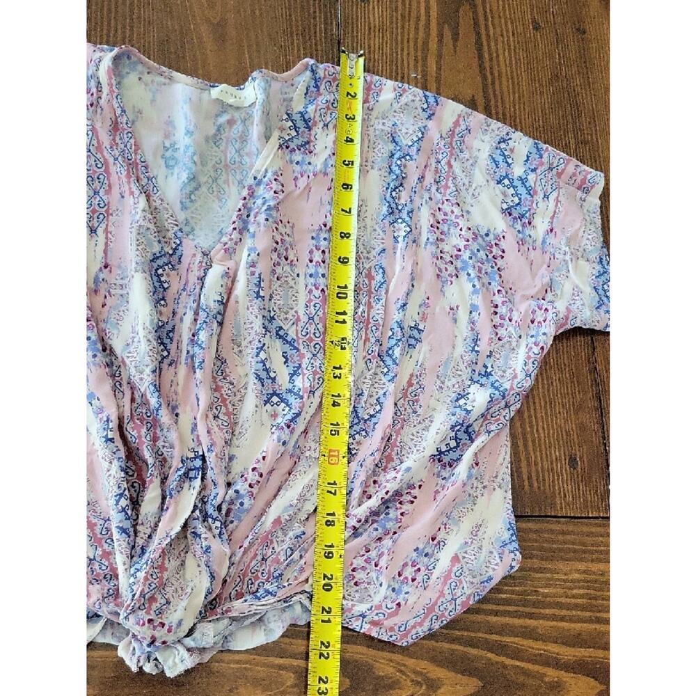 Promesa Boho Mixed Print Knot-Front Crop Top Womens Sz M — image 7 of 8